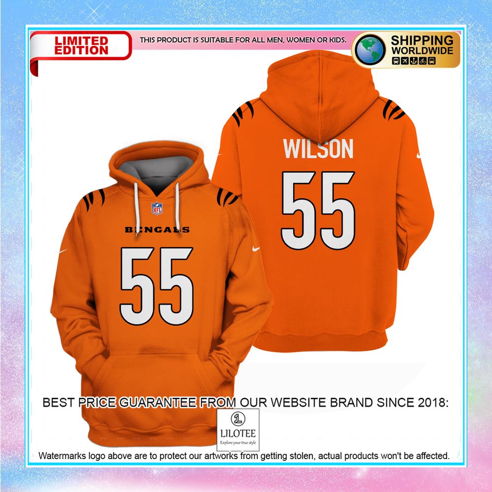 logan wilson 55 cincinnati bengals orange shirt hoodie 1 584