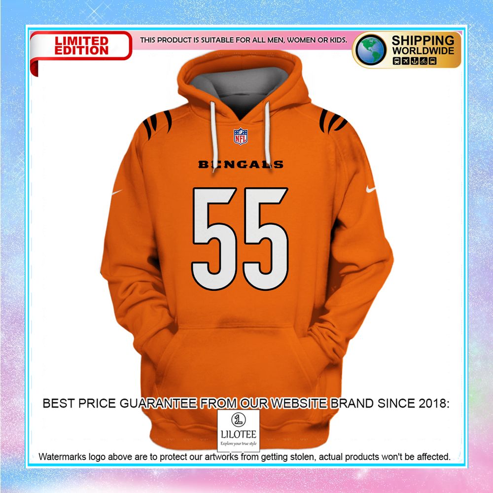 logan wilson 55 cincinnati bengals orange shirt hoodie 2 478