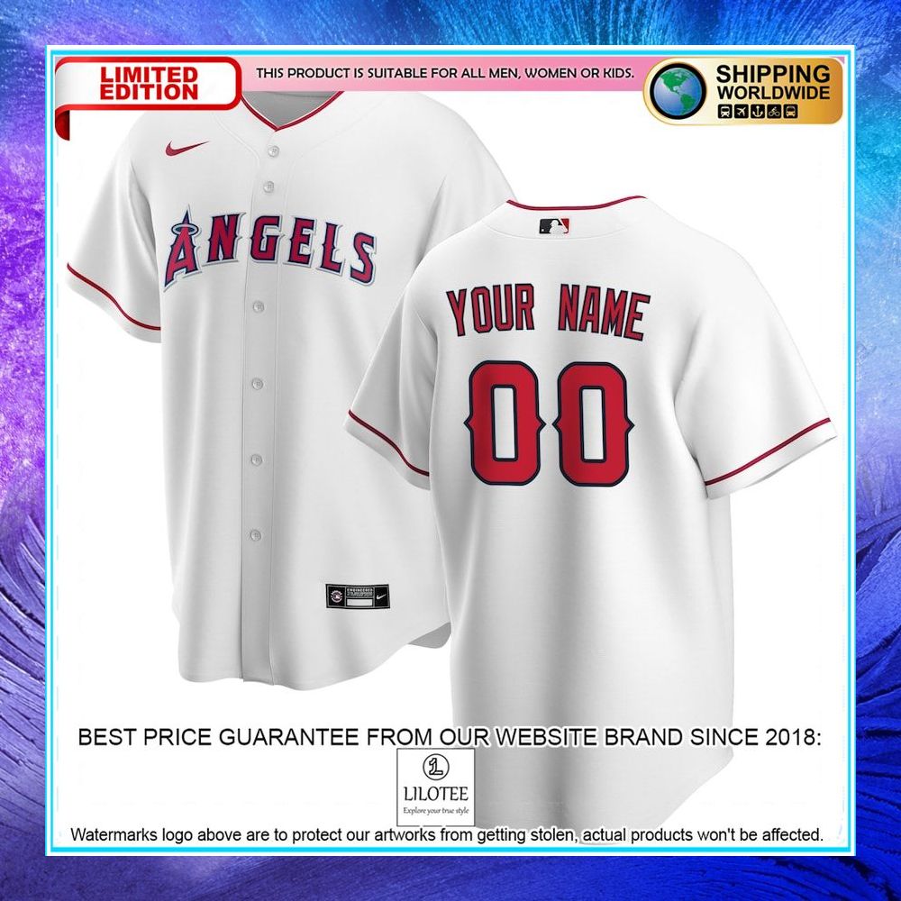 los angeles angels nike home custom white baseball jersey 1 807