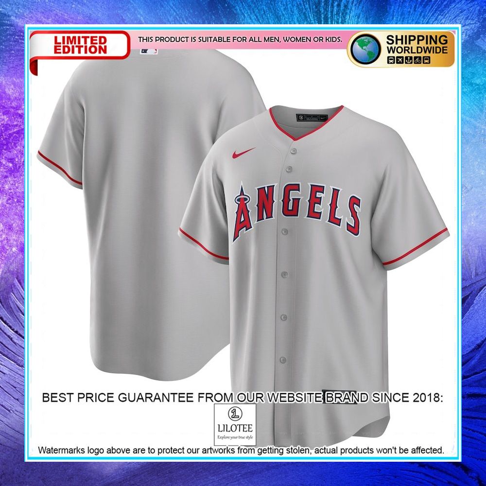 los angeles angels nike road team gray baseball jersey 1 522
