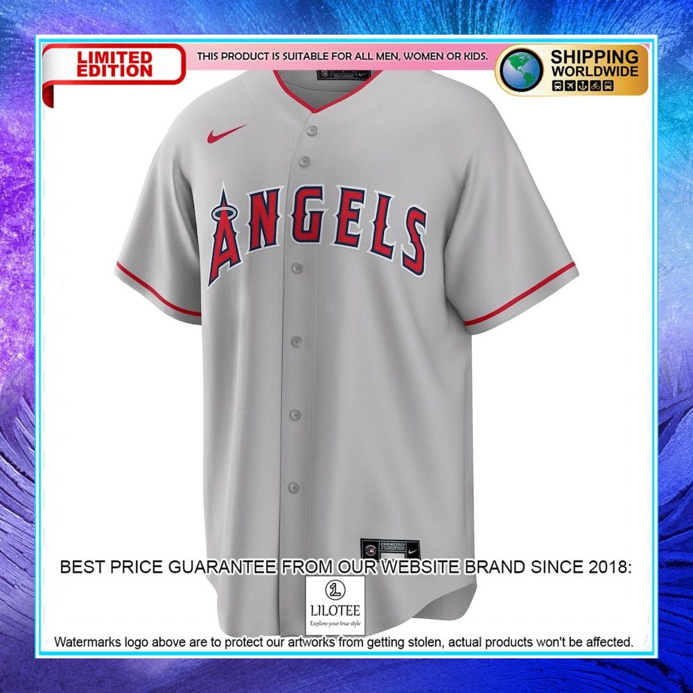 los angeles angels nike road team gray baseball jersey 2 175