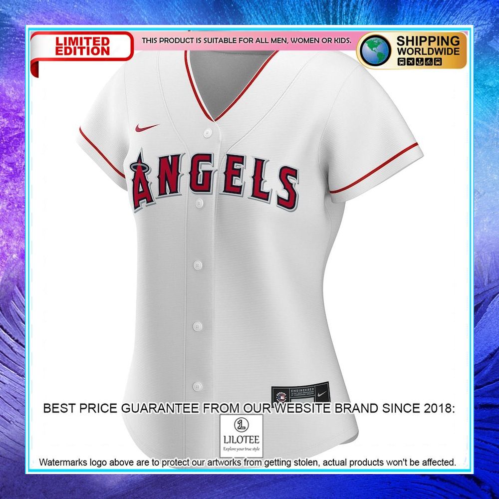 los angeles angels nike women home custom white baseball jersey 2 448