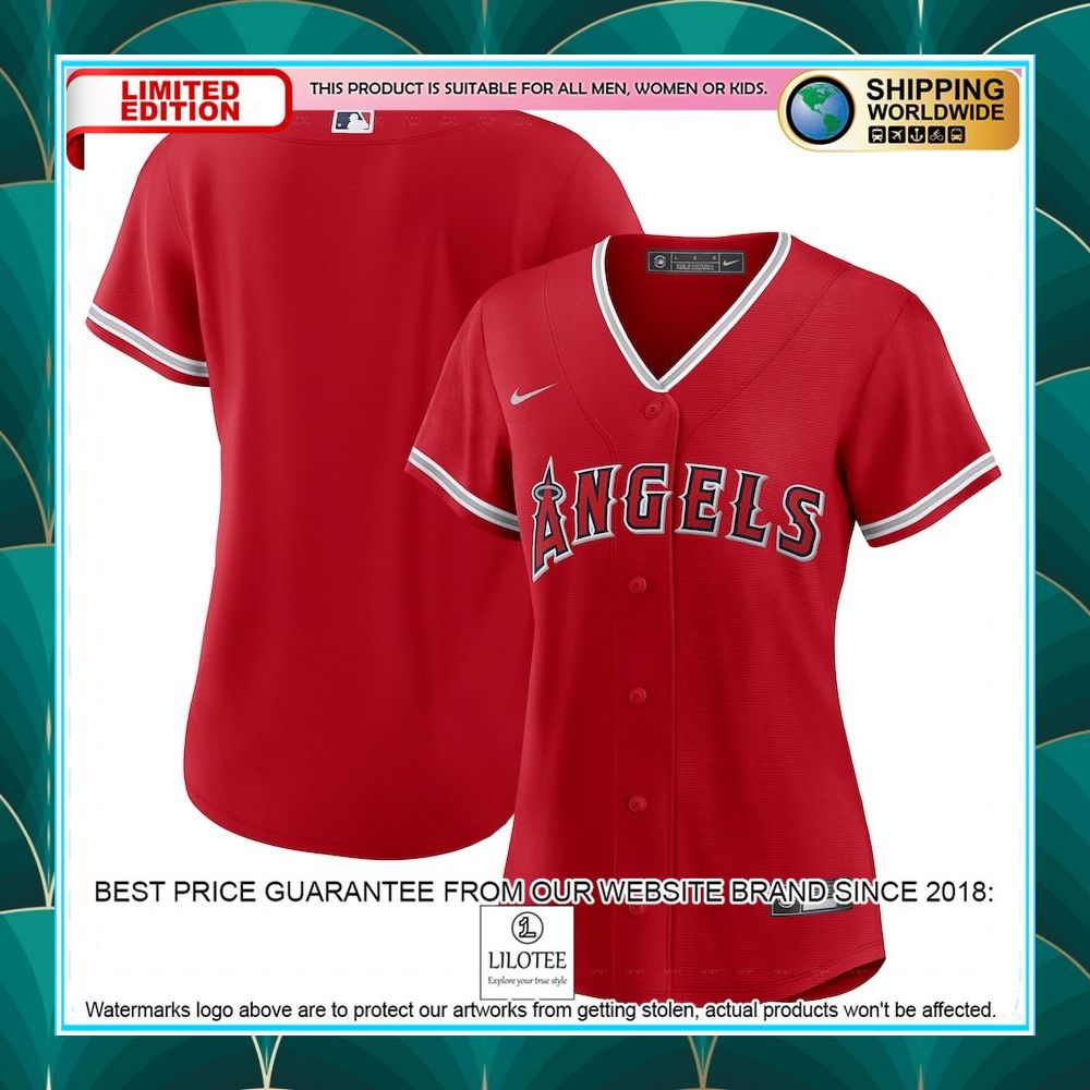 los angeles angels nike womens alternate team red baseball jersey 1 79