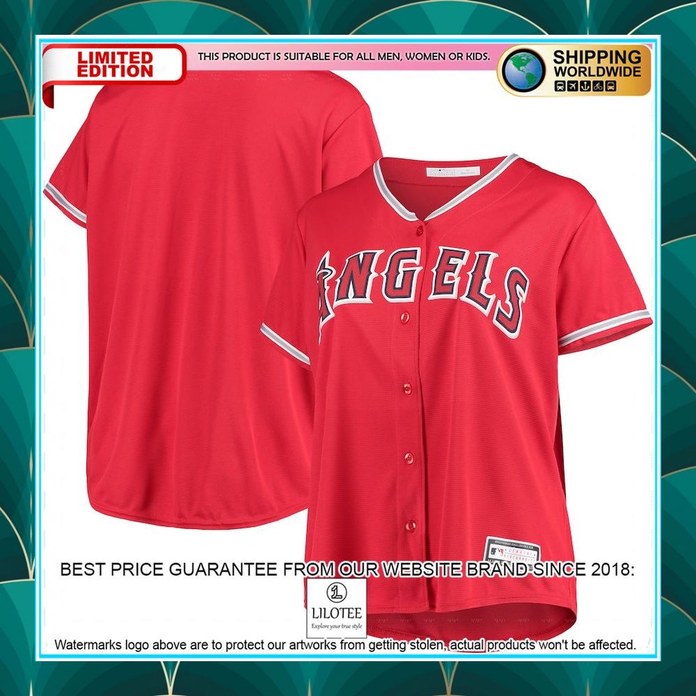 los angeles angels womens plus size alternate team red baseball jersey 1 238