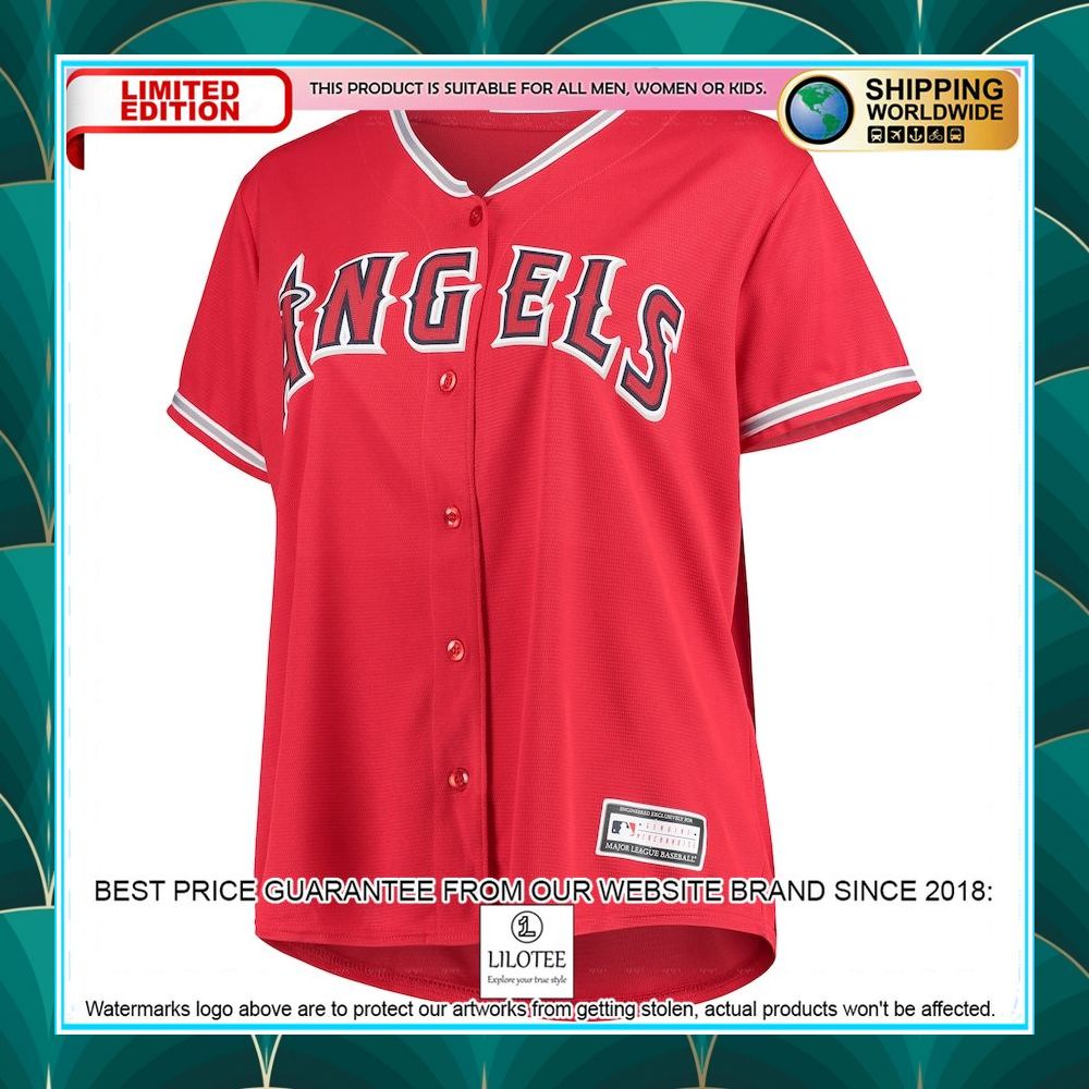 los angeles angels womens plus size alternate team red baseball jersey 2 111