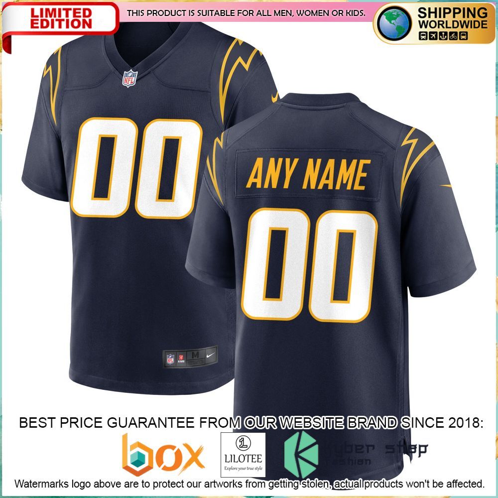 los angeles chargers nike alternate custom navy football jersey 1 687