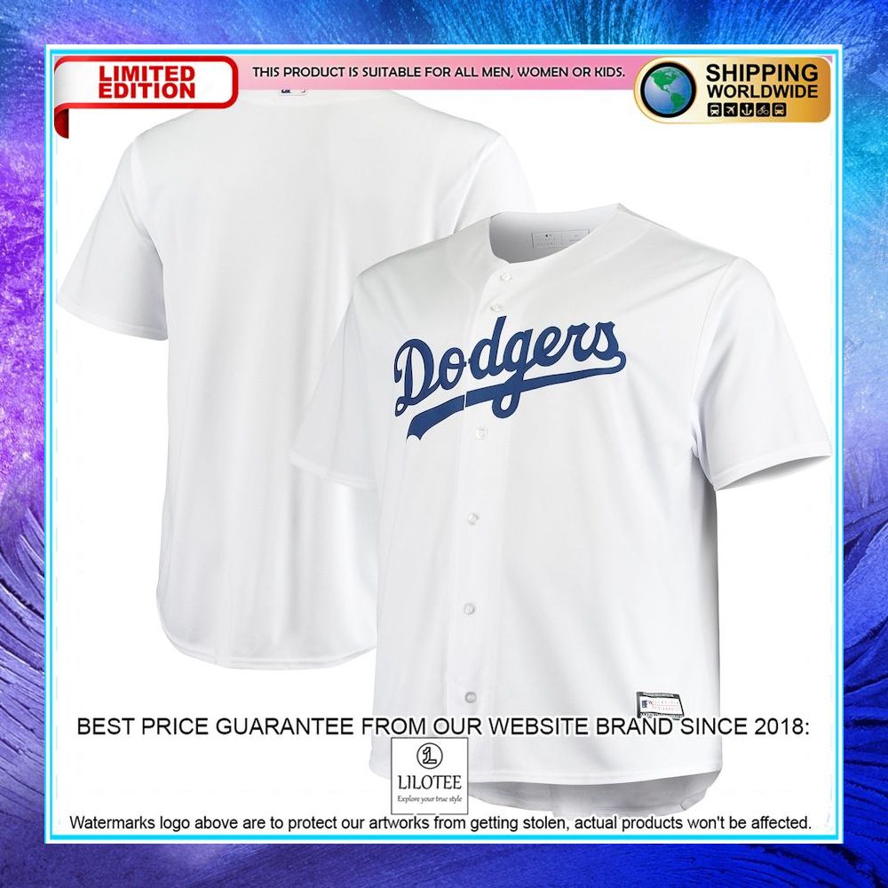 los angeles dodgers big and tall team white baseball jersey 1 297