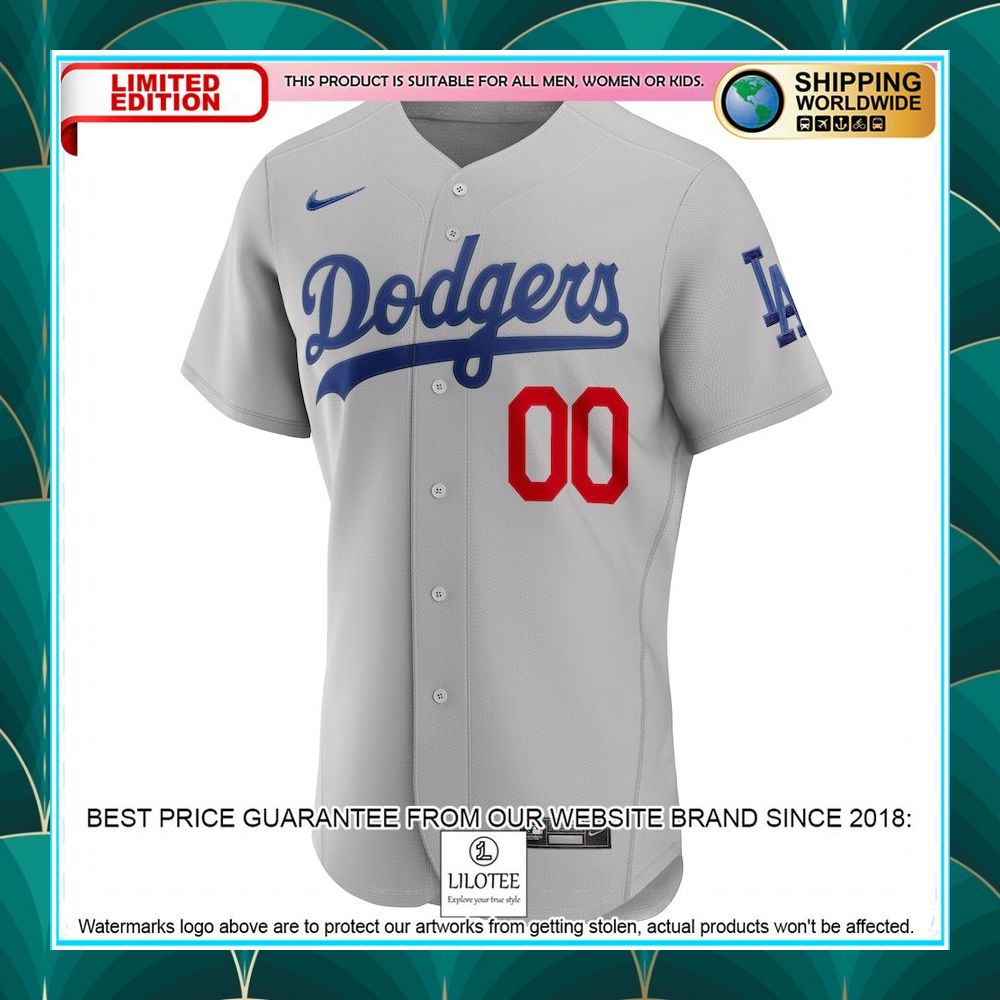 los angeles dodgers nike alternate custom patch gray baseball jersey 2 366