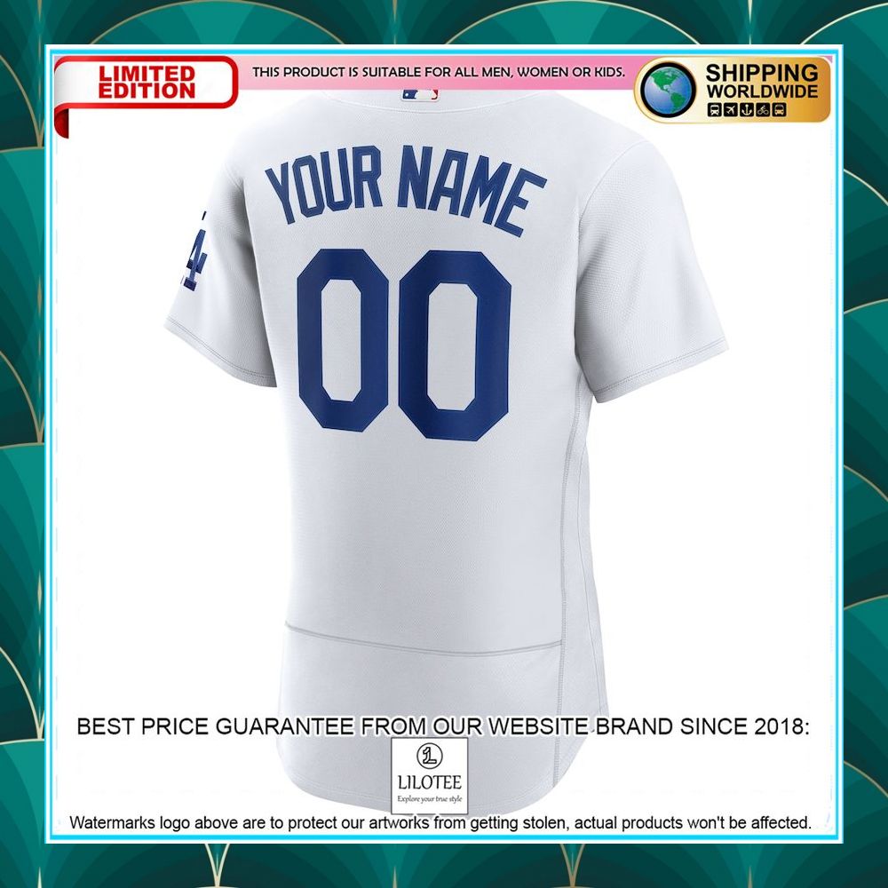los angeles dodgers nike home custom patch white baseball jersey 3 410