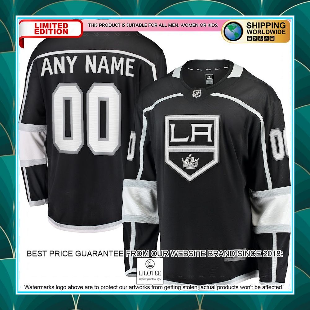 los angeles kings 2020 21 home custom black hockey jersey 1 855