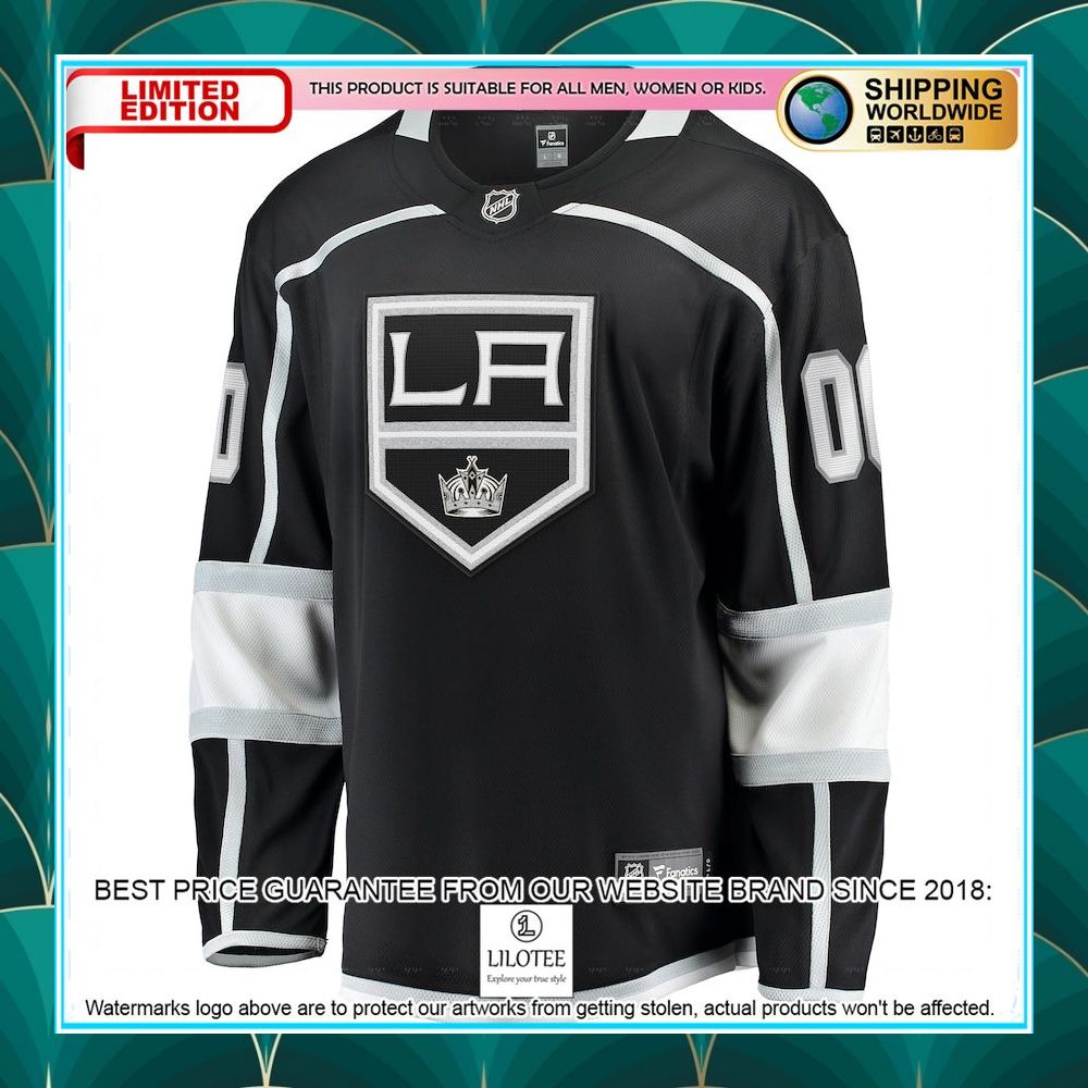 los angeles kings 2020 21 home custom black hockey jersey 2 332