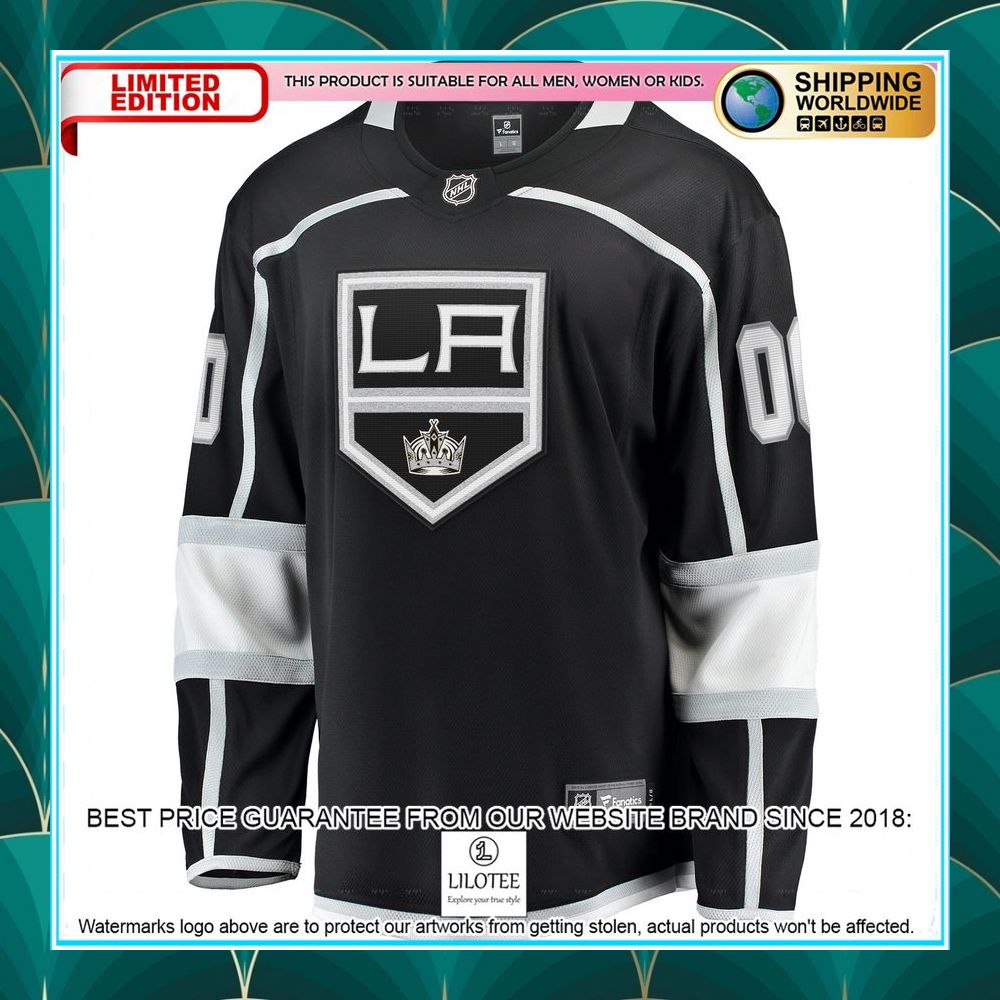 los angeles kings 2020 21 home custom black hockey jersey 2 886