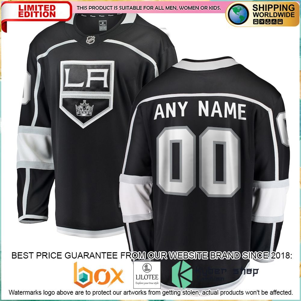 los angeles kings fanatics branded home custom black hockey jersey 1 593