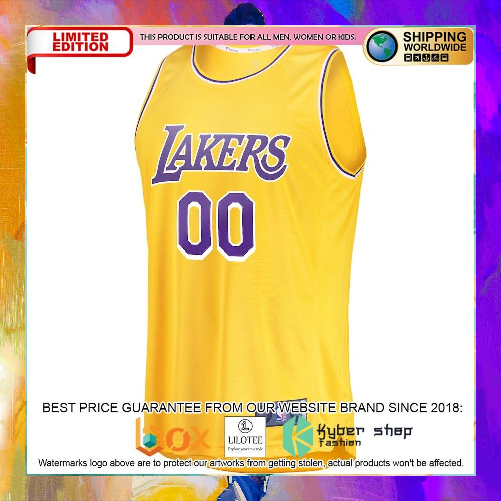 los angeles lakers 2018 19 custom gold basketball jersey 2 55
