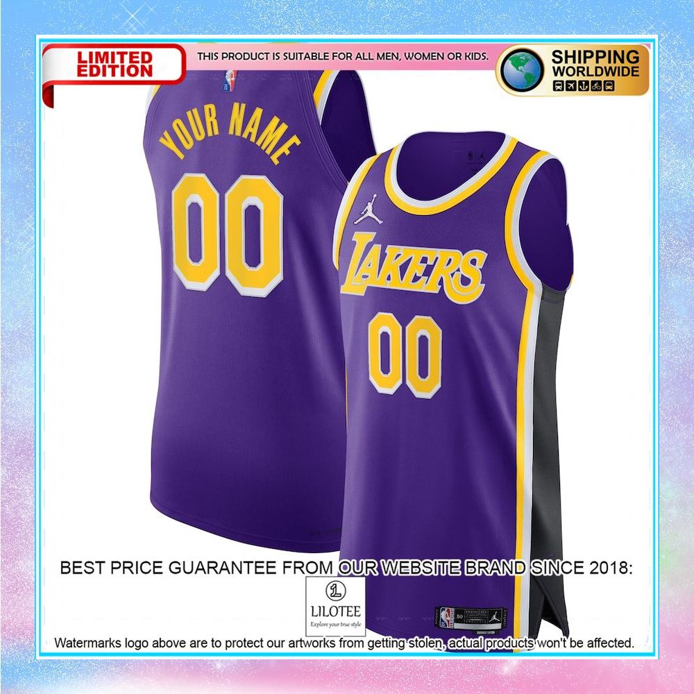 los angeles lakers jordan brand 2021 22 diamond custom purple basketball jersey 1 776