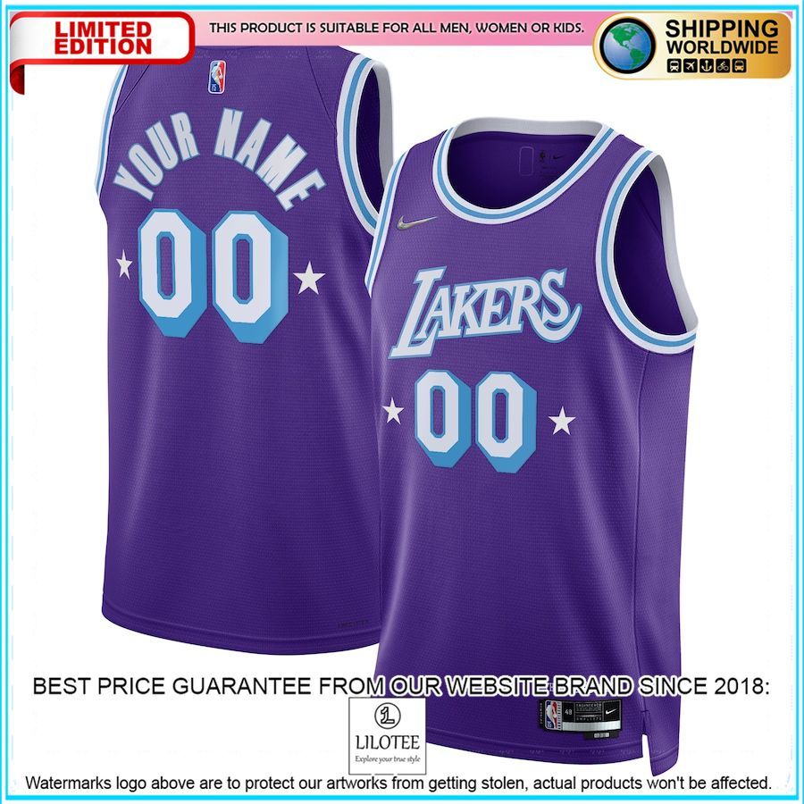 los angeles lakers nike 2021 22 custom purple basketball jersey 1 579