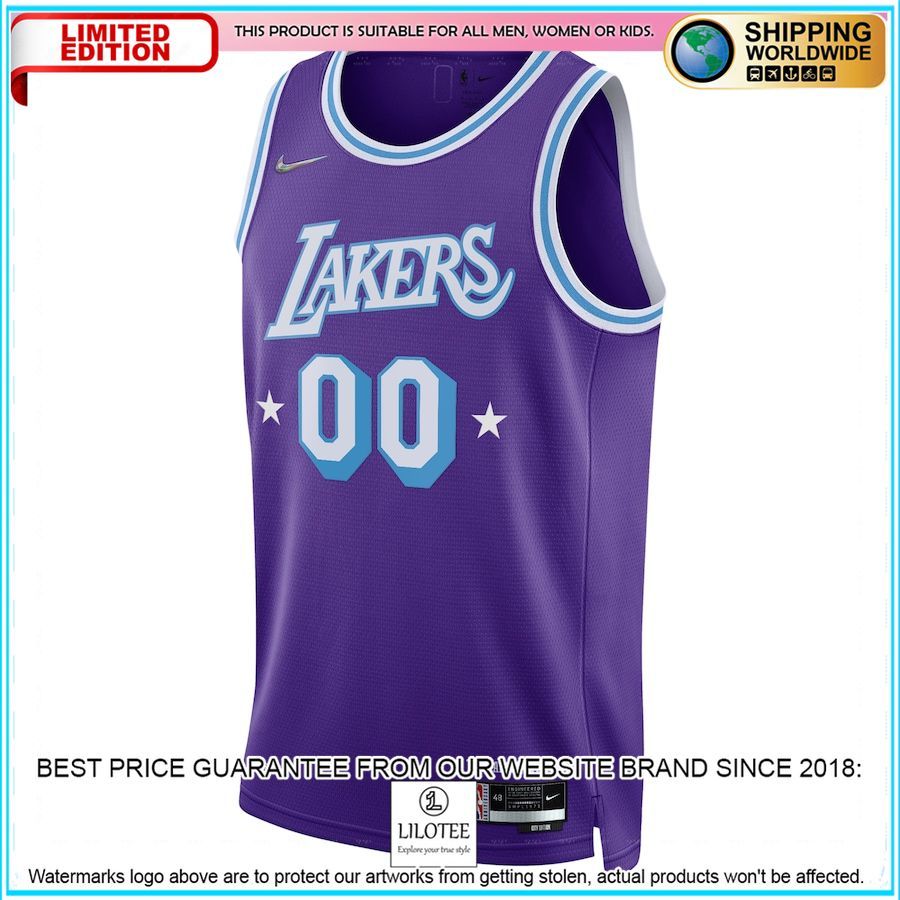 los angeles lakers nike 2021 22 custom purple basketball jersey 2 970