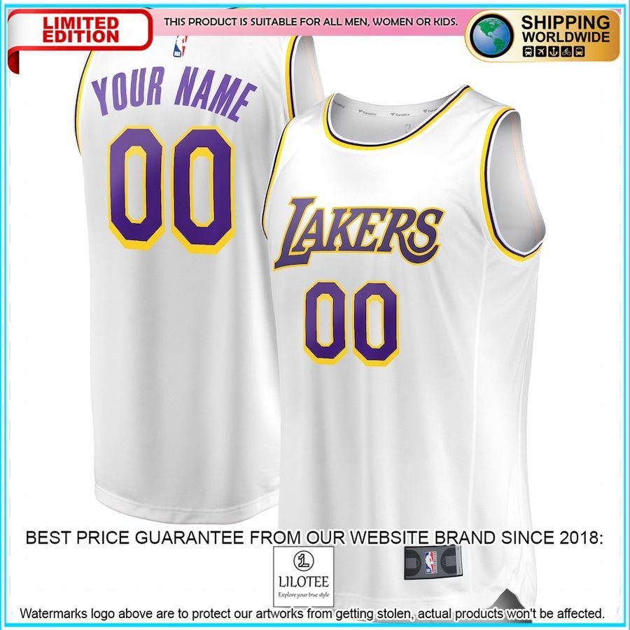 los angeles lakers youth 2018 19 custom white basketball jersey 1 795