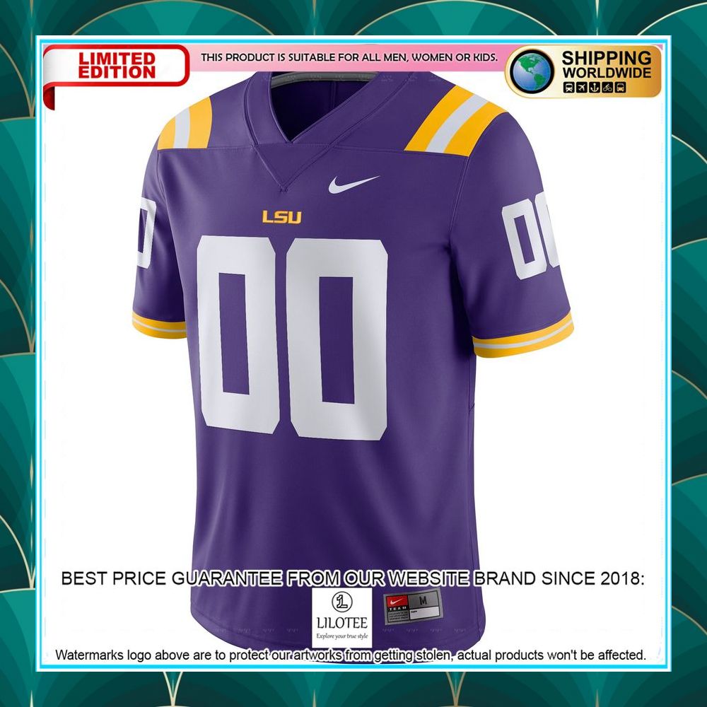 lsu tigers nike custom nil purple football jersey 2 165