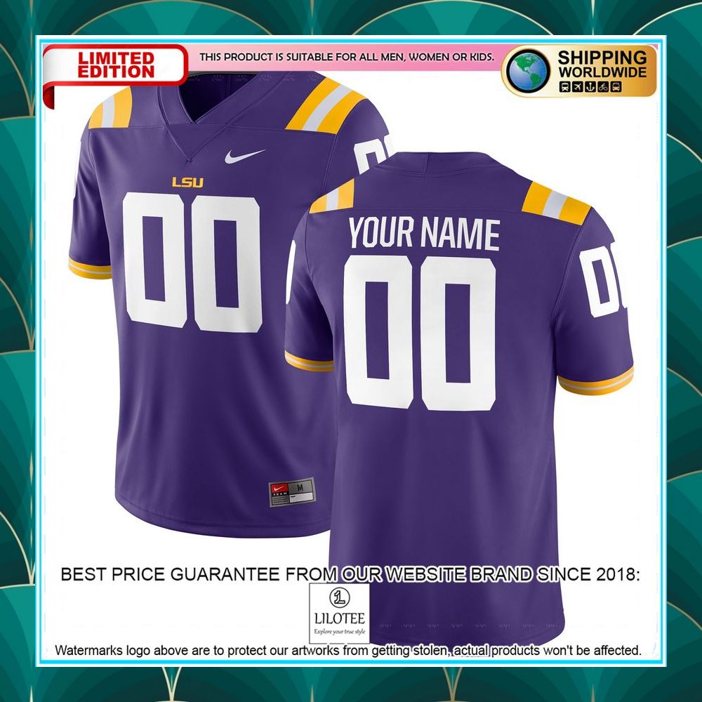 lsu tigers nike football custom purple football jersey 1 663