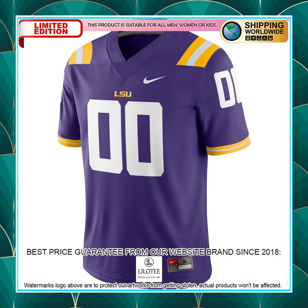 lsu tigers nike football custom purple football jersey 2 117