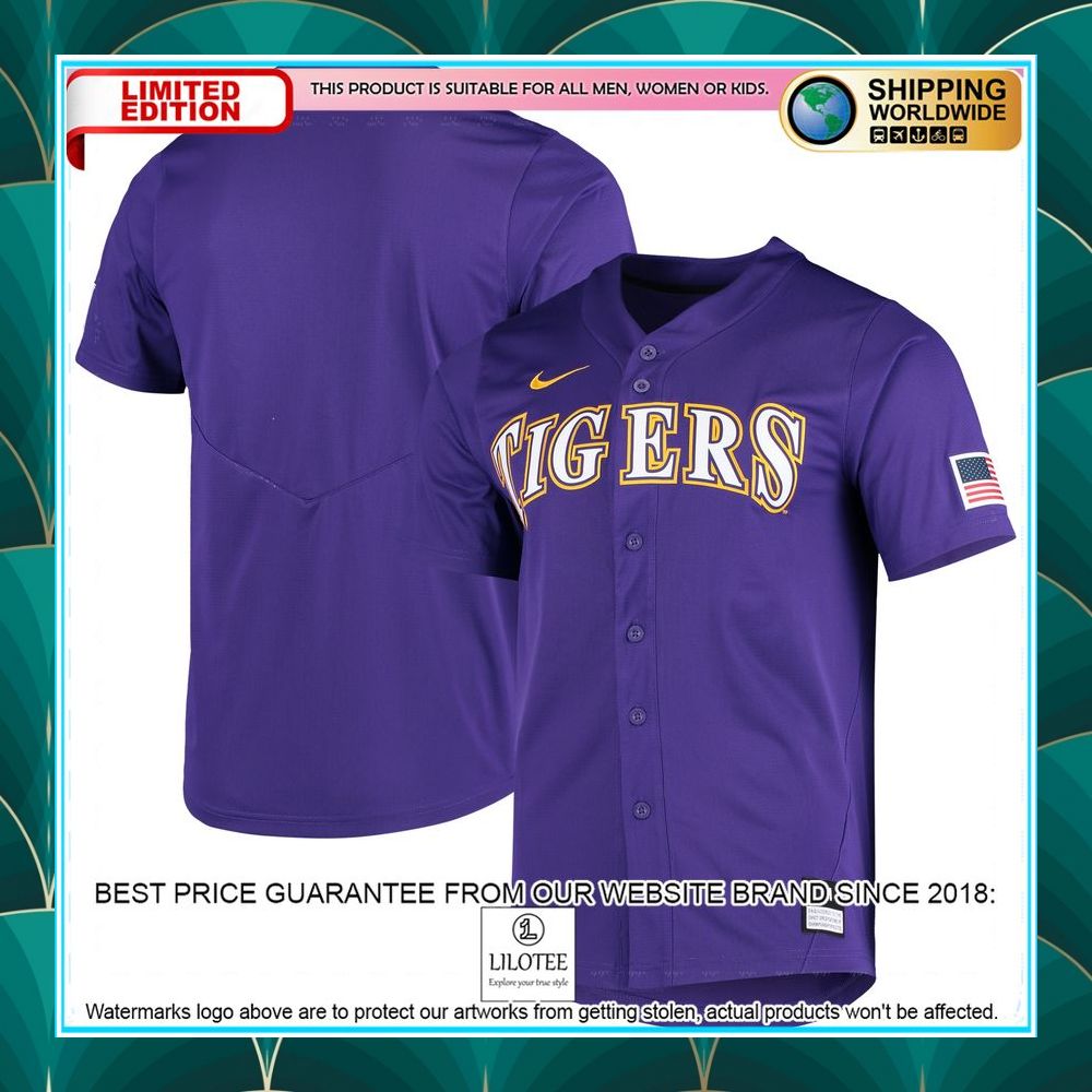 lsu tigers nike vapor untouchable elite purple baseball jersey 1 944