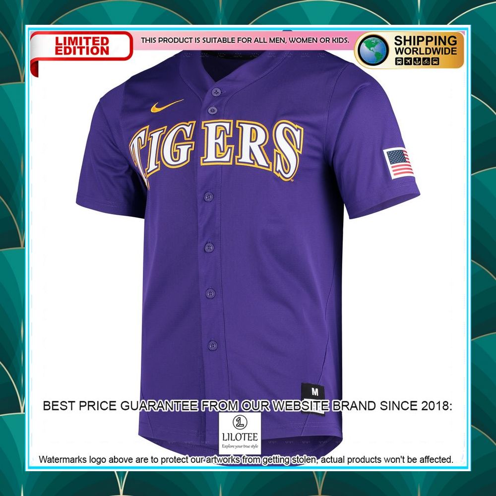 lsu tigers nike vapor untouchable elite purple baseball jersey 2 612