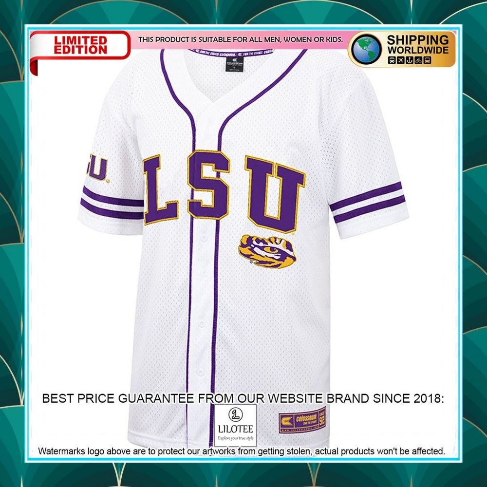 lsu tigers white purple baseball jersey 2 494
