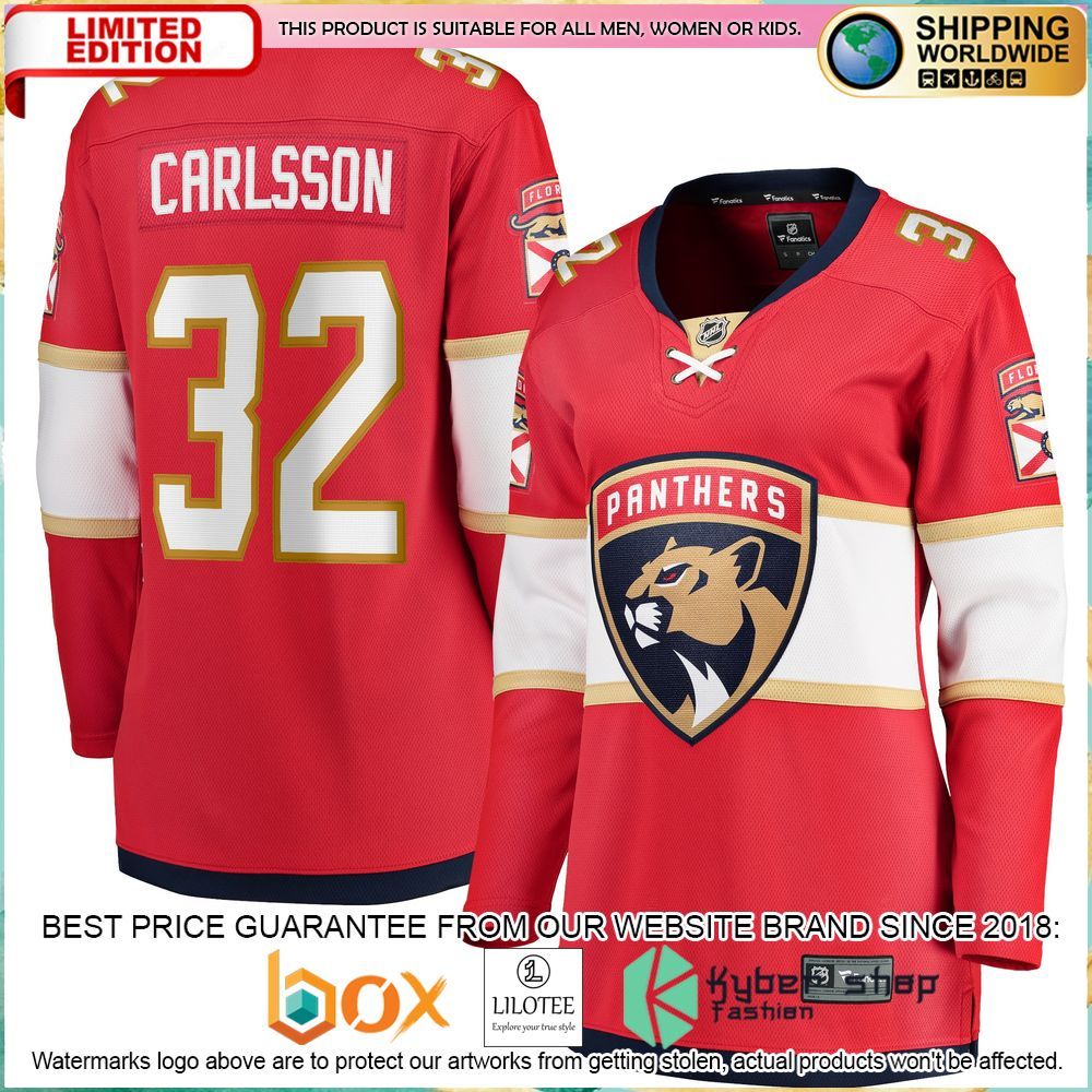 lucas carlsson florida panthers womens red hockey jersey 1 384