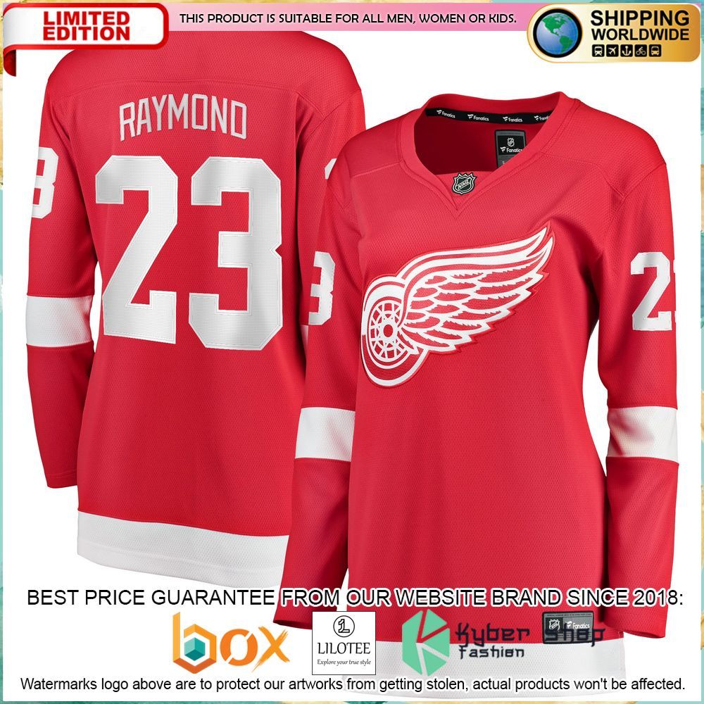 lucas raymond detroit red wings womens red hockey jersey 1 506