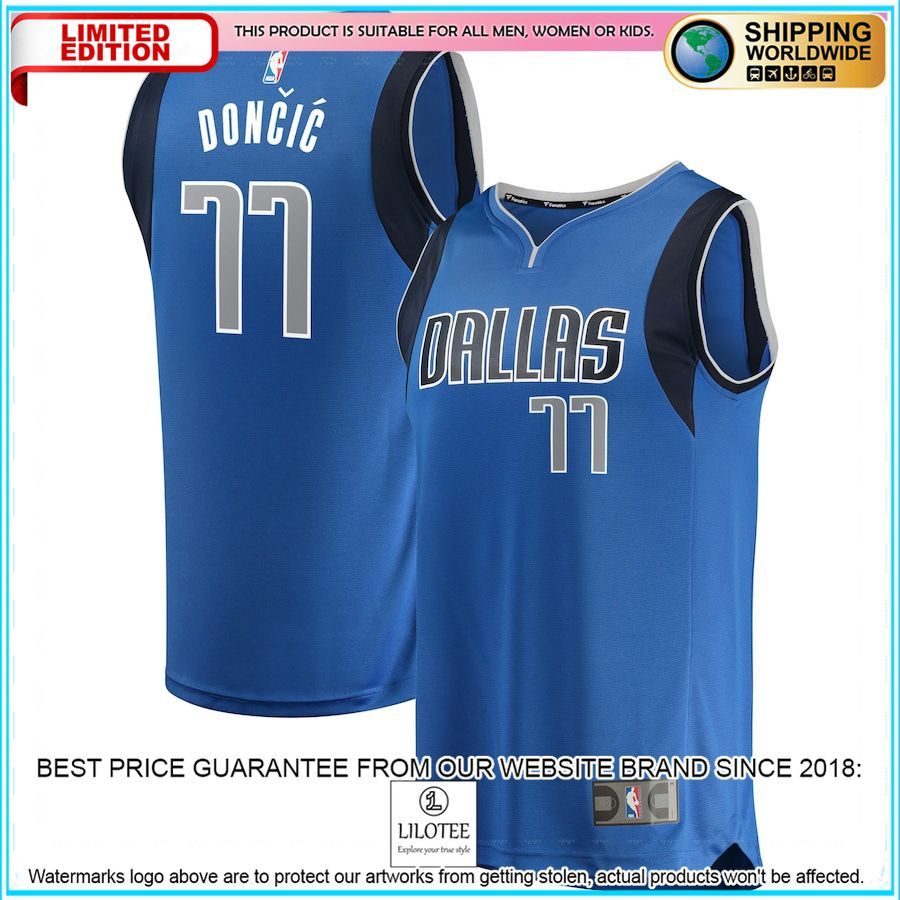 luka doncic dallas mavericks youth blue basketball jersey 1 59
