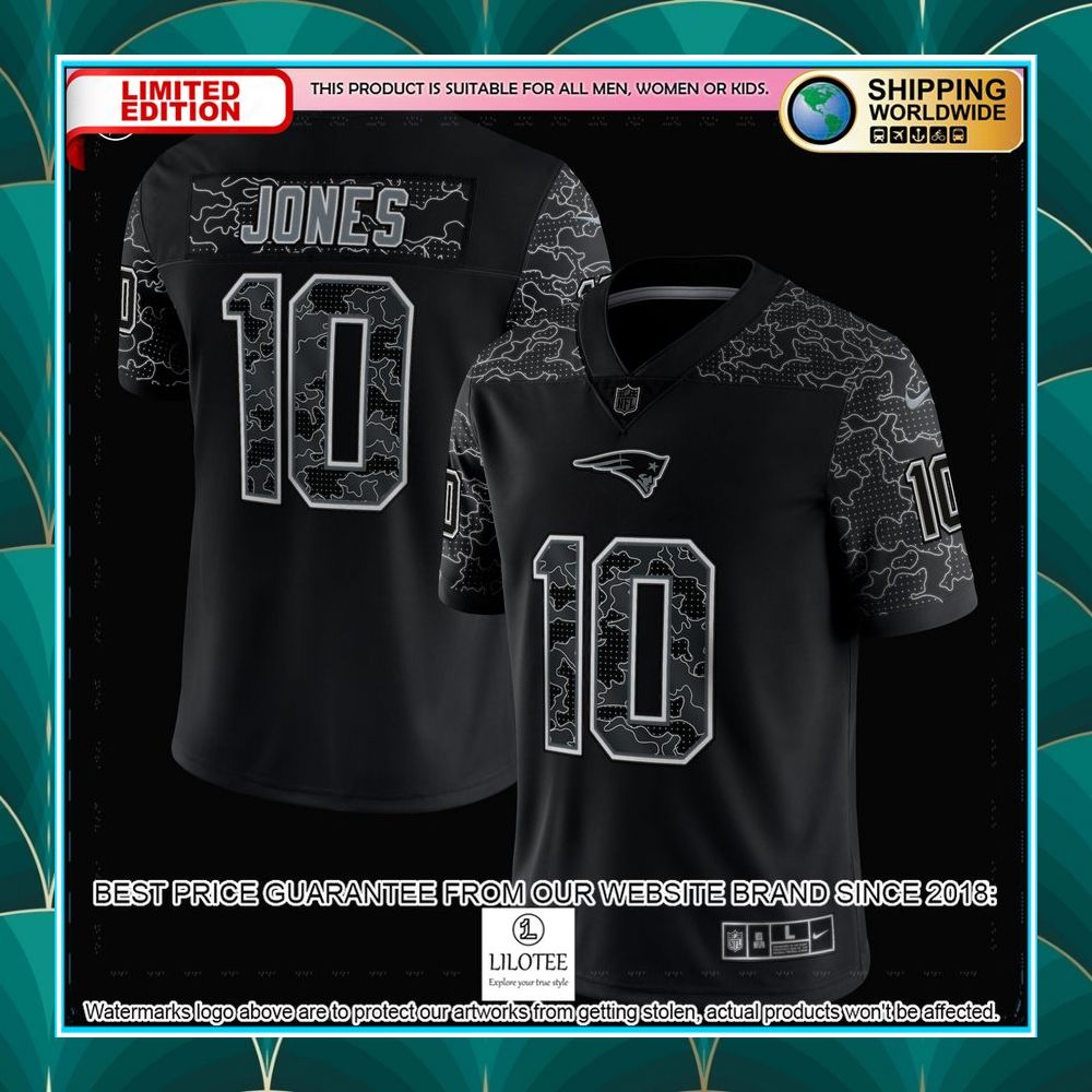 mac jones new england patriots rflctv black football jersey 2 209