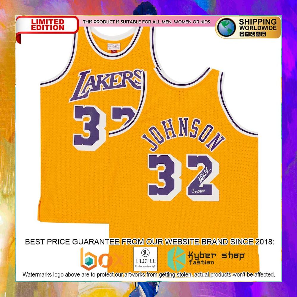 magic johnson los angeles lakers 1984 gold basketball jersey 1 547