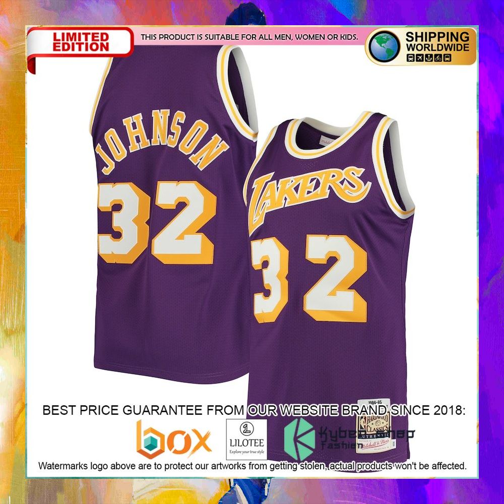 magic johnson los angeles lakers 1984 purple basketball jersey 1 97