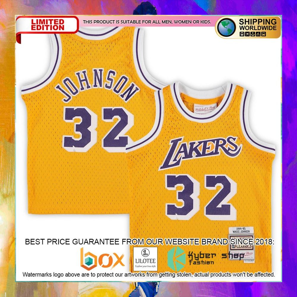 magic johnson los angeles lakers infant gold basketball jersey 1 142