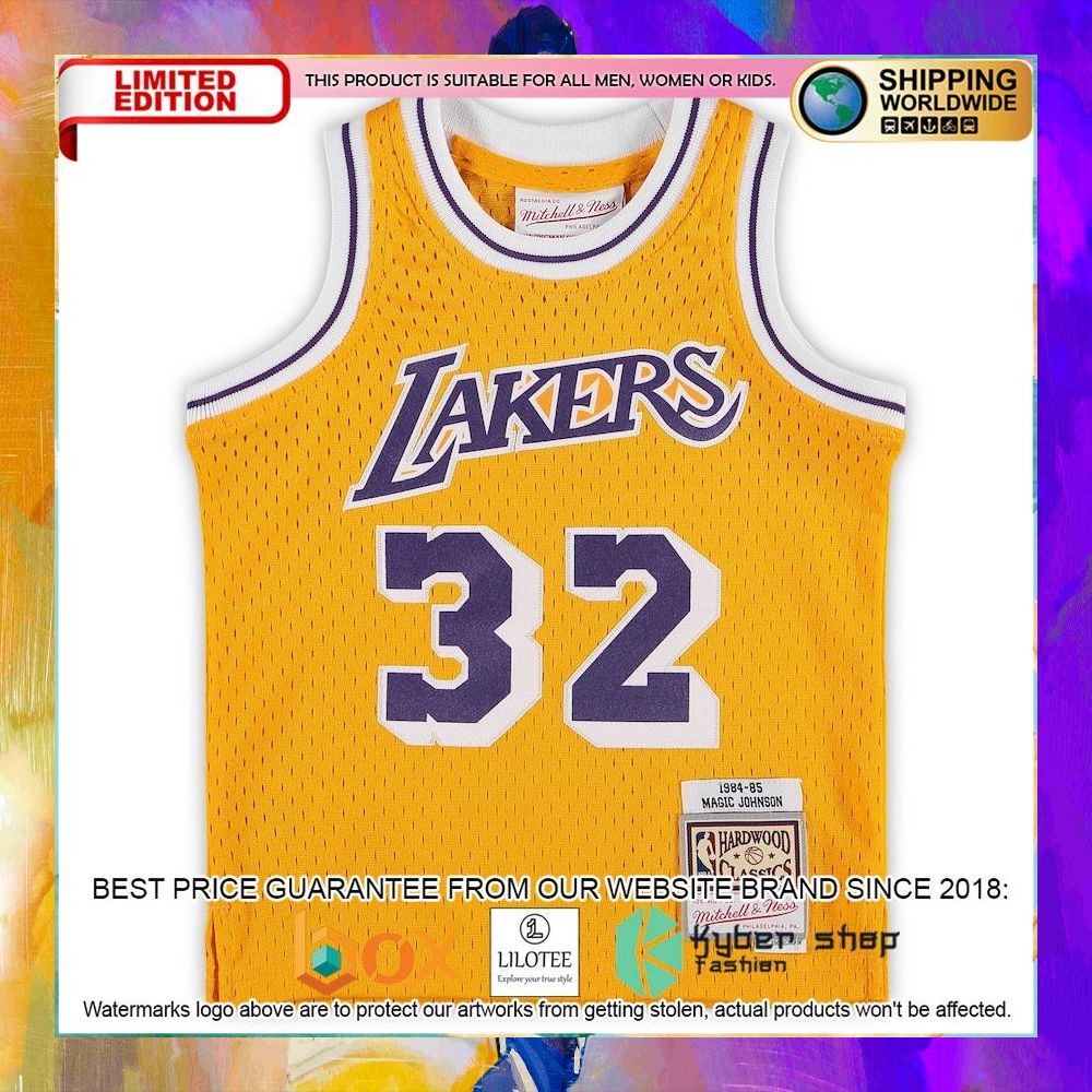 magic johnson los angeles lakers infant gold basketball jersey 2 51