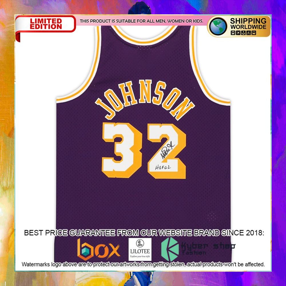 magic johnson los angeles lakers purple basketball jersey 2 521