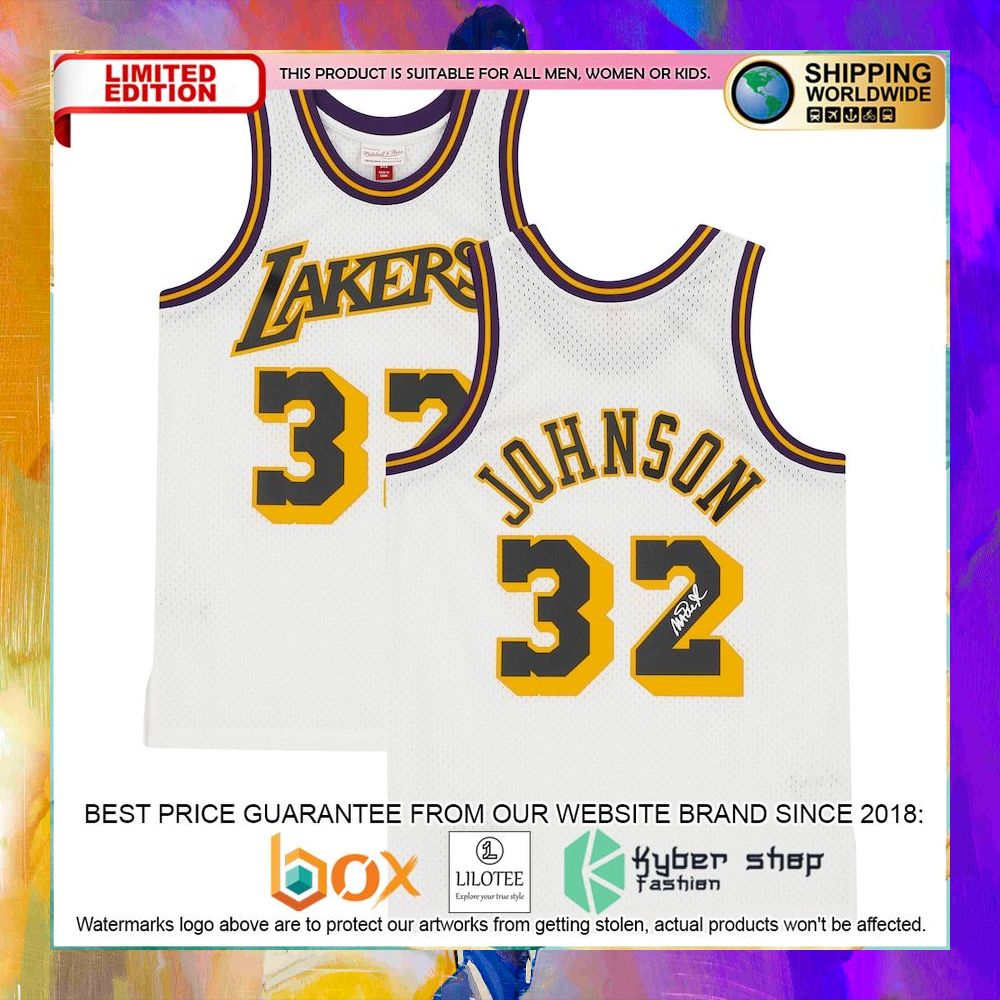 magic johnson los angeles lakers reloaded 2 0 white basketball jersey 1 582