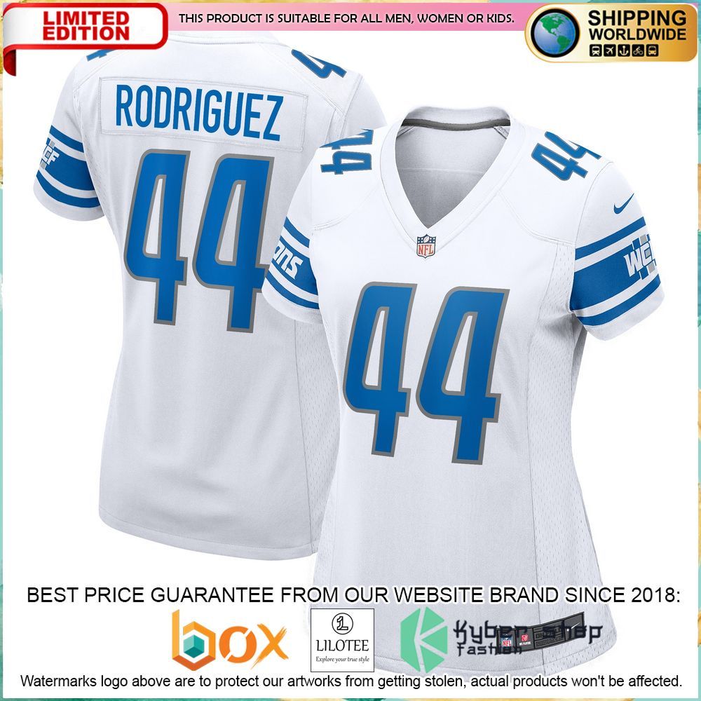 malcolm rodriguez detroit lions nike womens white football jersey 1 14