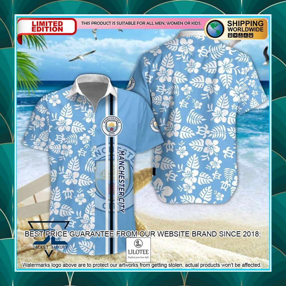 manchester city f c flowers hawaiian shirt shorts 1 613