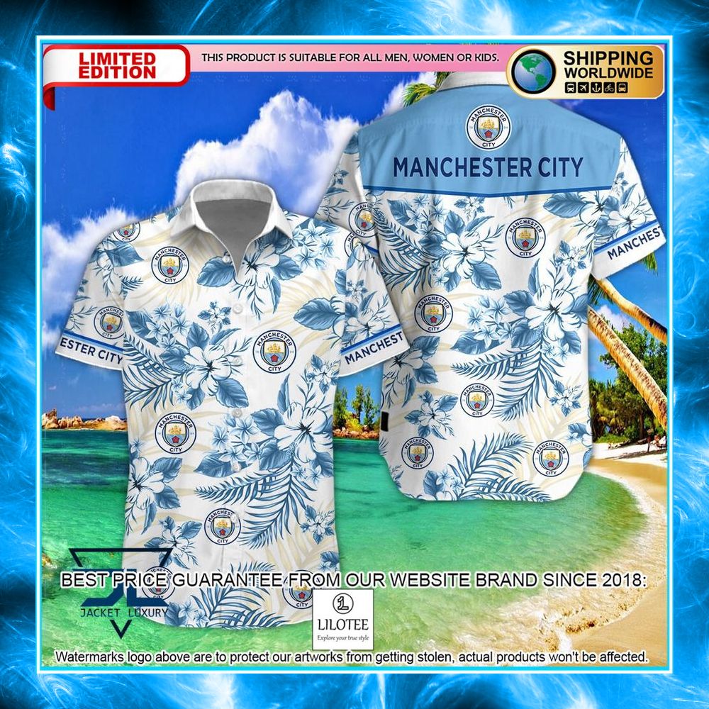 manchester city f c logo hawaiian shirt shorts 1 994