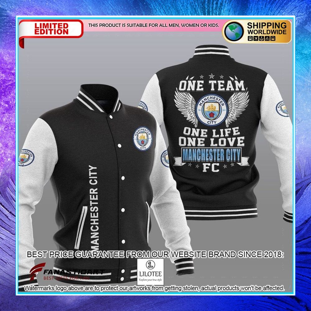 manchester city fc one team one life one love baseball jacket 1 664