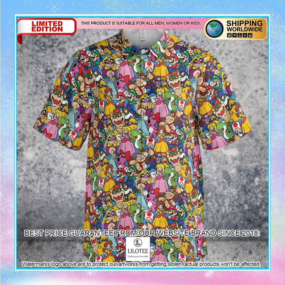 mario brothers colorful pattern hawaiian shirt 2 123