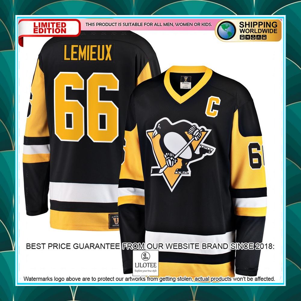 mario lemieux pittsburgh penguins premier retired black hockey jersey 1 333