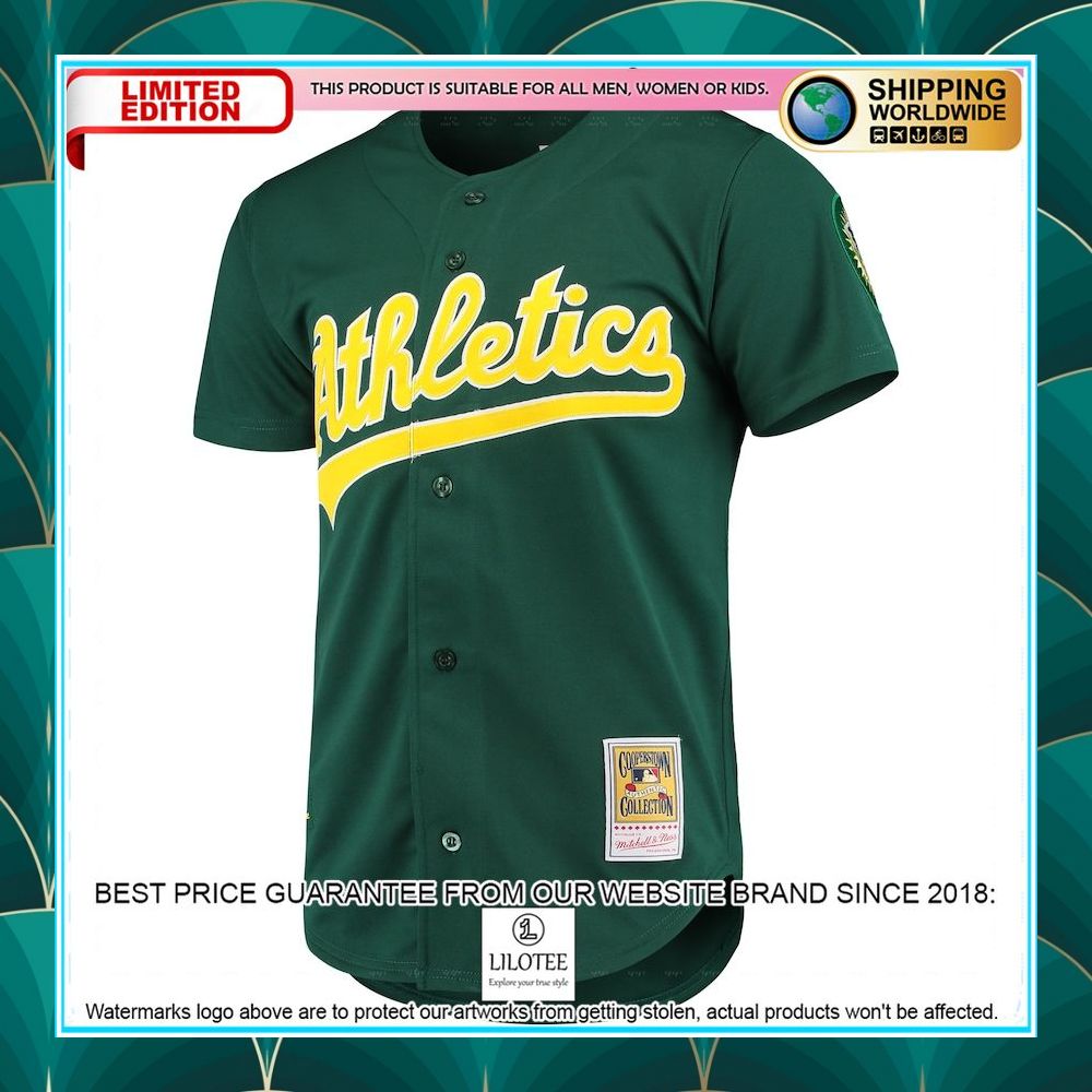 mark mcgwire oakland athletics mitchell ness 1997 cooperstown collection green baseball jersey 2 167