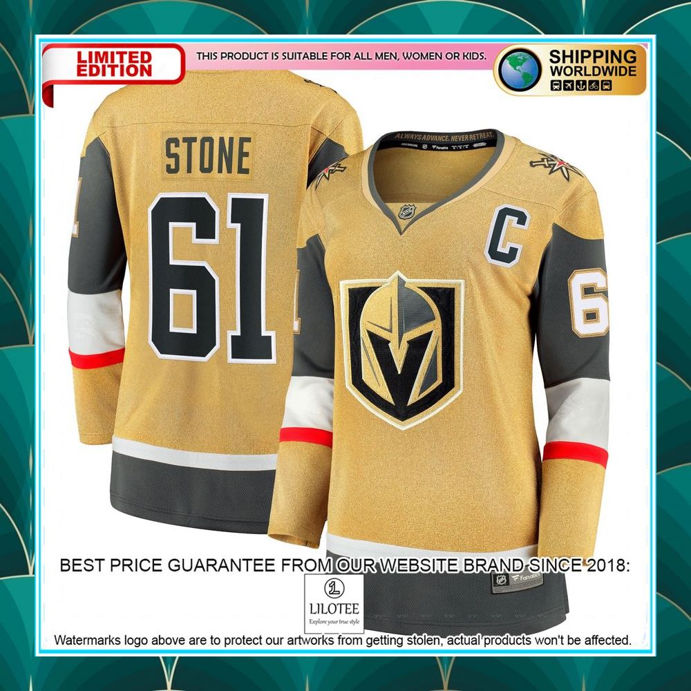 mark stone vegas golden knights womens captain patch alternate premier gold hockey jersey 1 585