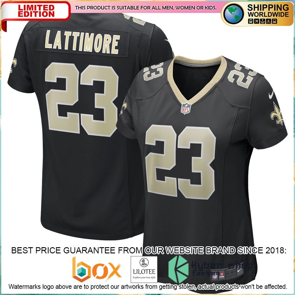 marshon lattimore new orleans saints nike womens black football jersey 1 347