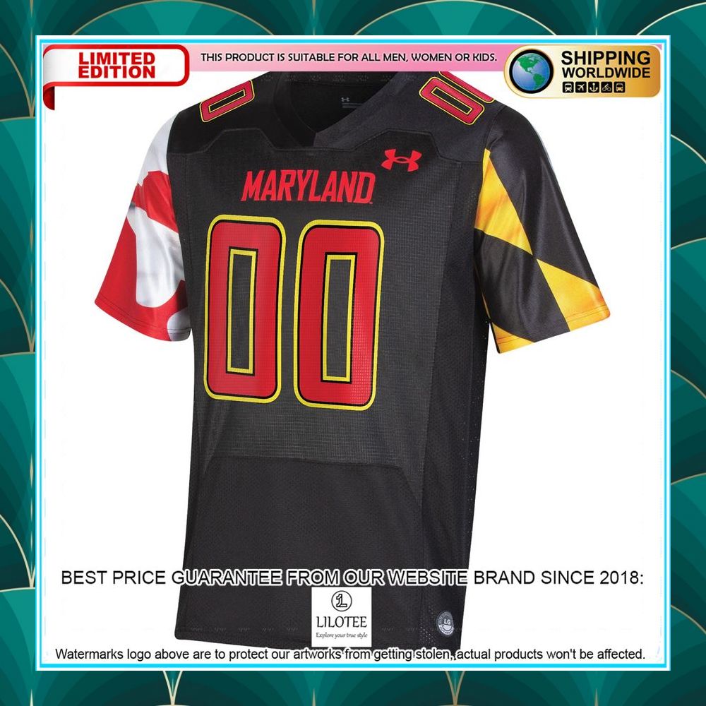 maryland terrapins under armour custom nil black football jersey 2 316