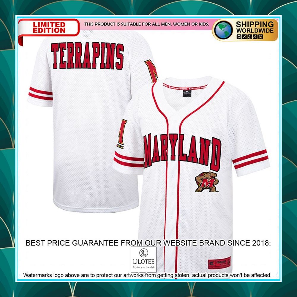 maryland terrapins white red baseball jersey 1 34