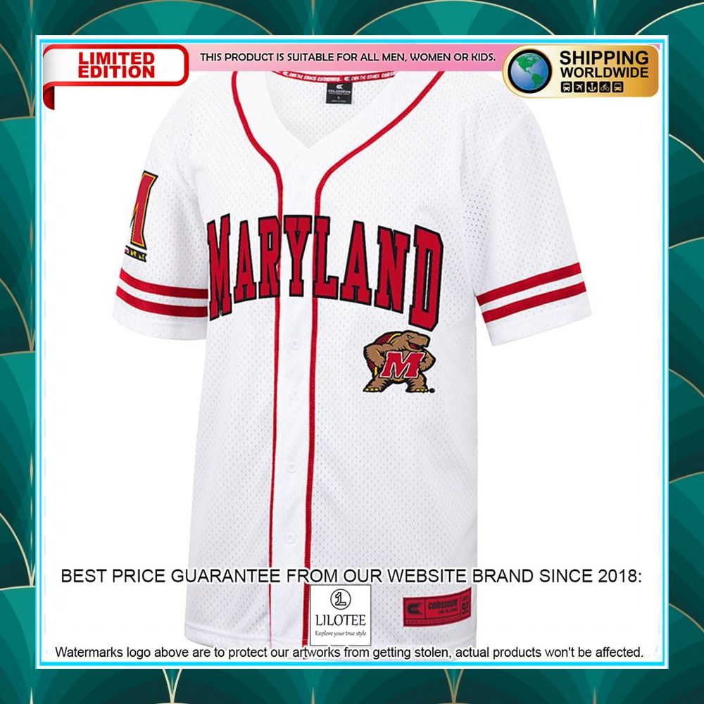 maryland terrapins white red baseball jersey 2 69